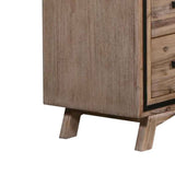 darrahopens Furniture > Living Room Tallboy with 5 Storage Drawers Solid Acacia Wooden Frame in Silver Brush Colour