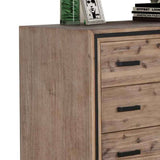 darrahopens Furniture > Living Room Tallboy with 5 Storage Drawers Solid Acacia Wooden Frame in Silver Brush Colour