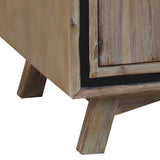 darrahopens Furniture > Living Room TV Cabinet with 2 Storage Drawers Cabinet Solid Acacia Wooden Entertainment Unit in Sliver Bruch Colour