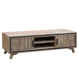darrahopens Furniture > Living Room TV Cabinet with 2 Storage Drawers Cabinet Solid Acacia Wooden Entertainment Unit in Sliver Bruch Colour