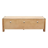 darrahopens Furniture > Living Room TV Cabinet with 3 Storage Drawers with Shelf Solid Acacia Wooden Frame Entertainment Unit in Oak Colour