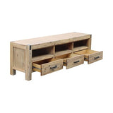 darrahopens Furniture > Living Room TV Cabinet with 3 Storage Drawers with Shelf Solid Acacia Wooden Frame Entertainment Unit in Oak Colour