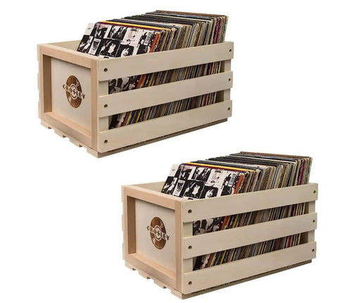 Darrahopens Furniture > Living Room Twin Pack Crosley Vinyl LP Record Storage Crate Natural Wood