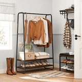 darrahopens Furniture > Living Room VASAGLE Clothes Rack with 2 Shelves Rustic Brown and Black RGR112B01