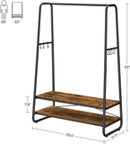 darrahopens Furniture > Living Room VASAGLE Clothes Rack with 2 Shelves Rustic Brown and Black RGR112B01
