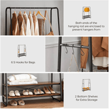 darrahopens Furniture > Living Room VASAGLE Clothes Rack with 2 Shelves Rustic Brown and Black RGR112B01