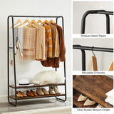 darrahopens Furniture > Living Room VASAGLE Clothes Rack with 2 Shelves Rustic Brown and Black RGR112B01