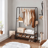 darrahopens Furniture > Living Room VASAGLE Clothes Rack with 2 Shelves Rustic Brown and Black RGR112B01