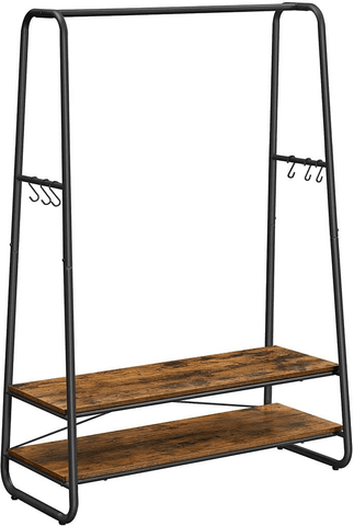 darrahopens Furniture > Living Room VASAGLE Clothes Rack with 2 Shelves Rustic Brown and Black RGR112B01