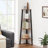 Darrahopens Furniture > Living Room VASAGLE Corner Shelf 4-Tier Industrial Storage Rack Rustic Brown and Black