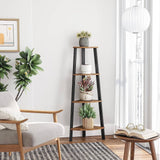Darrahopens Furniture > Living Room VASAGLE Corner Shelf 4-Tier Industrial Storage Rack Rustic Brown and Black