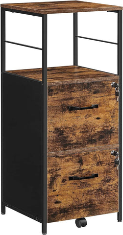 Darrahopens Furniture > Living Room VASAGLE Filing Cabinet with 2 Drawers Rustic Brown and Black OFC045B01V1