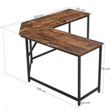darrahopens Furniture > Living Room VASAGLE L-Shaped Computer Desk Rustic Brown and Black LWD73X
