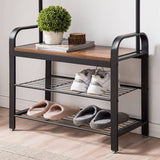 darrahopens Furniture > Living Room Vintage Coat Rack Shoe Bench, Wood Look Accent Furniture and Metal Frame