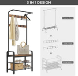 darrahopens Furniture > Living Room Vintage Coat Rack Shoe Bench, Wood Look Accent Furniture and Metal Frame