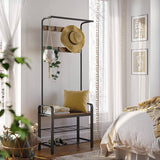 darrahopens Furniture > Living Room Vintage Coat Rack Shoe Bench, Wood Look Accent Furniture and Metal Frame
