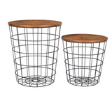 Darrahopens Furniture > Living Room Vintage Round Coffee Tables Set of 2 Side Tables Robust Steel Frame for Living Room Bedroom Rustic Brown and Black
