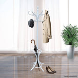 darrahopens Furniture > Living Room White Coat Rack with Stand Wooden Hat and 12 Hooks Hanger Walnut tree