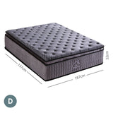 darrahopens Furniture > Mattresses Casa Decor Bamboo Charcoal Mattress Pocket Spring Pillowtop 5 Zone 32cm Depth - Double - Charcoal