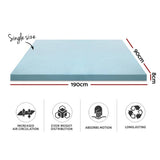 darrahopens Furniture > Mattresses Giselle Bedding Cool Gel Memory Foam Mattress Topper w/Bamboo Cover 8cm - Single