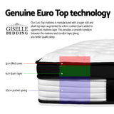 darrahopens Furniture > Mattresses Giselle Bedding Devon Euro Top Pocket Spring Mattress 31cm Thick King