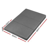 darrahopens Furniture > Mattresses Giselle Bedding Double Size Folding Foam Mattress Portable Bed Mat Dark Grey