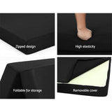 darrahopens Furniture > Mattresses Giselle Bedding Folding Foam Mattress Portable Double Sofa Bed Mat Air Mesh Fabric Black