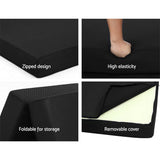 darrahopens Furniture > Mattresses Giselle Bedding Folding Foam Mattress Portable Single Sofa Bed Mat Air Mesh Fabric Black