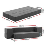 darrahopens Furniture > Mattresses Giselle Bedding Portable Sofa Bed Folding Mattress Lounger Chair Ottoman Grey