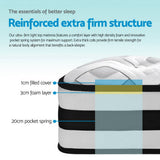 darrahopens Furniture > Mattresses Giselle Bedding Rumba Tight Top Pocket Spring Mattress 24cm Thick Double