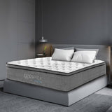 darrahopens Furniture > Mattresses Luxopedic Pocket Spring Mattress 5 Zone 32CM Euro Top Memory Foam Medium Firm - Double - White  Grey