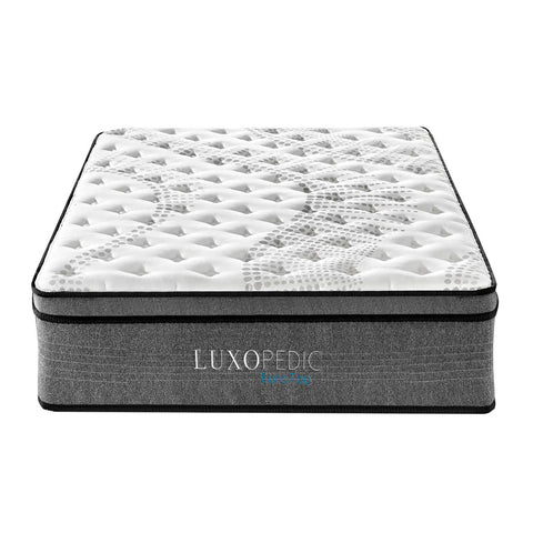 darrahopens Furniture > Mattresses Luxopedic Pocket Spring Mattress 5 Zone 32CM Euro Top Memory Foam Medium Firm - Single - White  Grey
