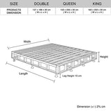 darrahopens Furniture > Mattresses Mattress Base Ensemble Queen Size Solid Wooden Slat in Charcoal with Removable Cover