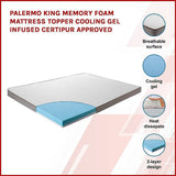 darrahopens Furniture > Mattresses Palermo King Memory Foam Mattress Topper Cooling Gel Infused CertiPUR Approved