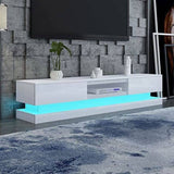 Darrahopens Furniture Modern High Gloss LED RGB TV Entertainment Unit with Storage 220cm - Black