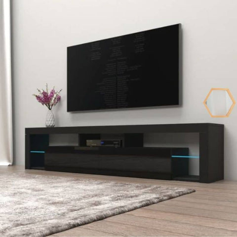 Darrahopens Furniture Modern TV Cabinet Living Room Furniture 200cm Black