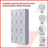 darrahopens Furniture > Office 12-Door Locker for Office Gym Shed School Home Storage