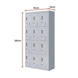 Darrahopens Furniture > Office 12-Door Locker for Office Gym Shed School Home Storage - 3-Digit Combination Lock