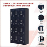 Darrahopens Furniture > Office 12-Door Locker for Office Gym Shed School Home Storage - 3-Digit Combination Lock