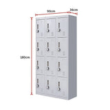 Darrahopens Furniture > Office 12-Door Locker for Office Gym Shed School Home Storage - 4-Digit Combination Lock