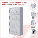 Darrahopens Furniture > Office 12-Door Locker for Office Gym Shed School Home Storage - 4-Digit Combination Lock