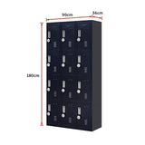 Darrahopens Furniture > Office 12-Door Locker for Office Gym Shed School Home Storage - 4-Digit Combination Lock