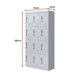 Darrahopens Furniture > Office 12-Door Locker for Office Gym Shed School Home Storage - Padlock-operated