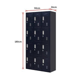 Darrahopens Furniture > Office 12-Door Locker for Office Gym Shed School Home Storage - Padlock-operated