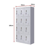 Darrahopens Furniture > Office 12-Door Locker for Office Gym Shed School Home Storage - Standard Lock with Keys