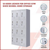 Darrahopens Furniture > Office 12-Door Locker for Office Gym Shed School Home Storage - Standard Lock with Keys