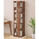 Darrahopens Furniture > Office 360 Rotating Bookshelf Bamboo Storage Display Rack Shelving in Dark Wood