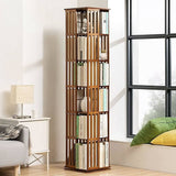 Darrahopens Furniture > Office 360 Rotating Bookshelf Bamboo Storage Display Rack Shelving in Dark Wood