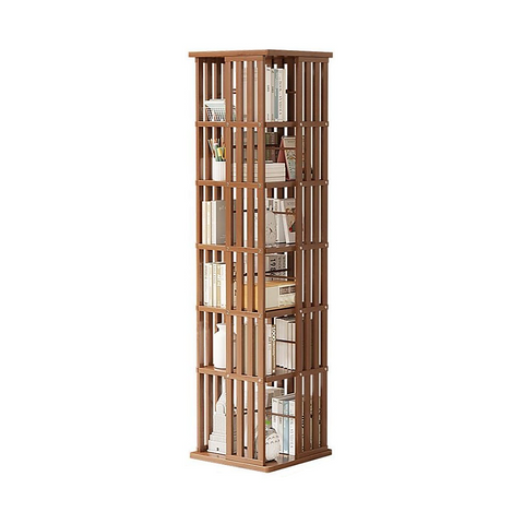 Darrahopens Furniture > Office 360 Rotating Bookshelf Bamboo Storage Display Rack Shelving in Dark Wood