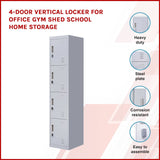 darrahopens Furniture > Office 4-Door Vertical Locker for Office Gym Shed School Home Storage